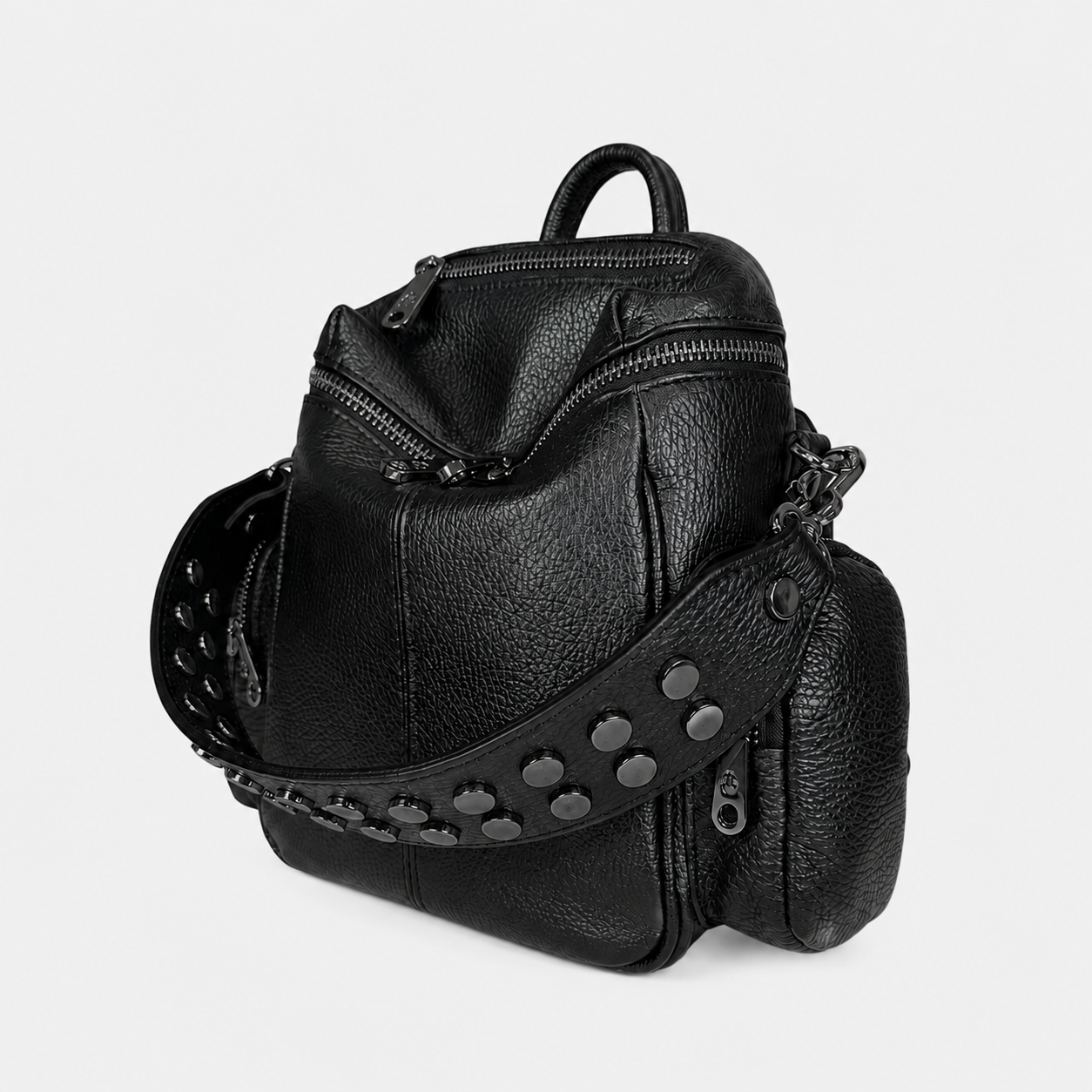 Zaino Saray Mini Nero Pelle Martellata Dark