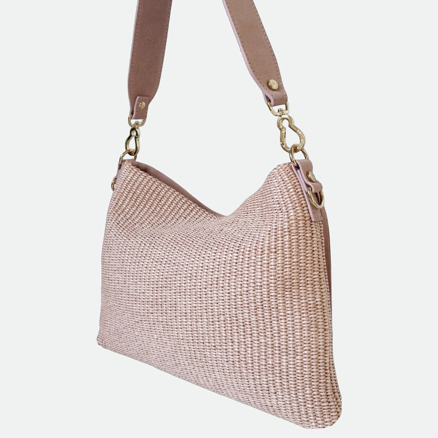 Borsa a spalla Ameliè Rosa Polvere Pelle Camoscio e Rafia Oro SPEDIZIONE DAL 30/04 - Elisendra®