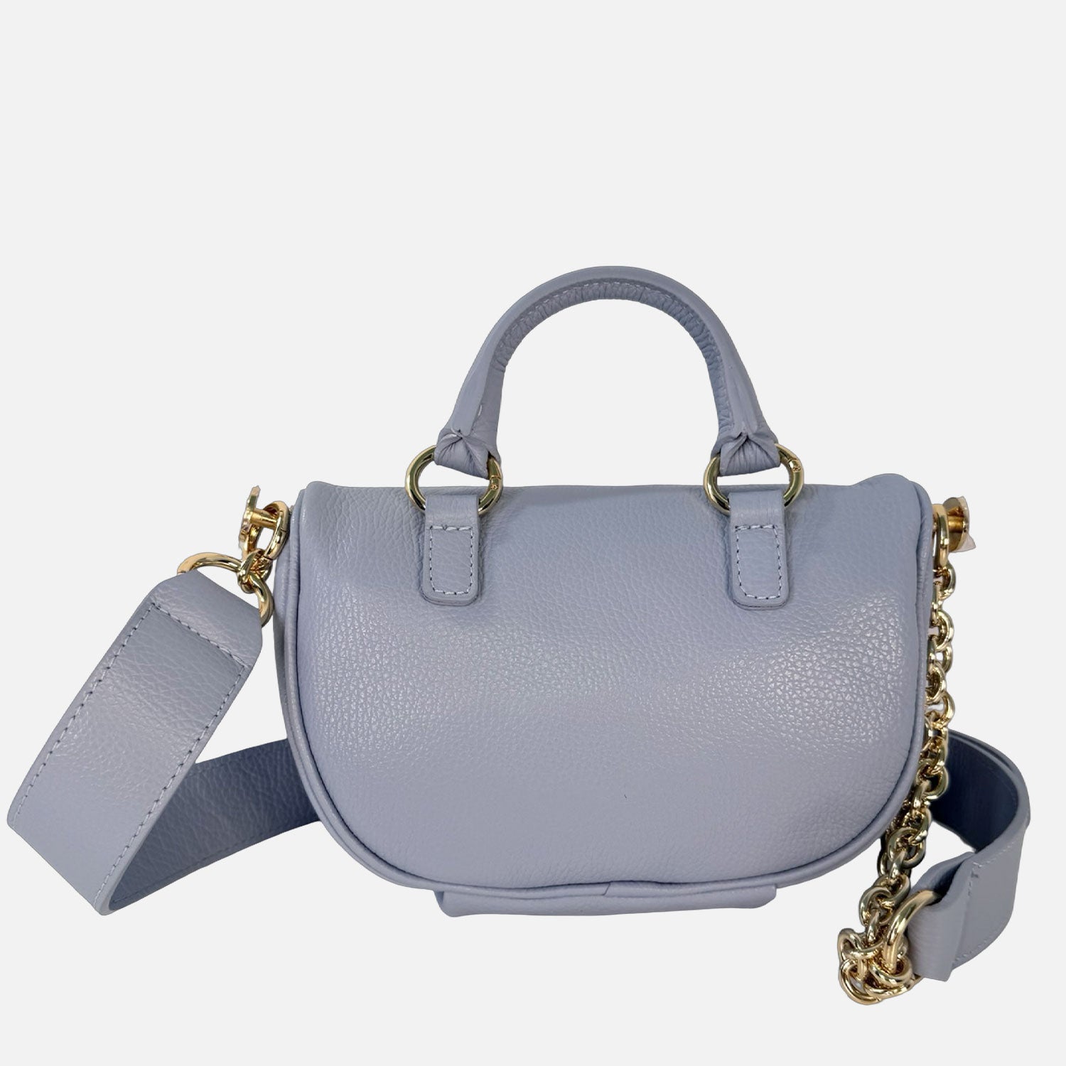 Marsupio Aurora Pelle Martellata Azzurro Oro