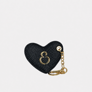 Porta Chiavi Love Nero Pelle Martellata Oro