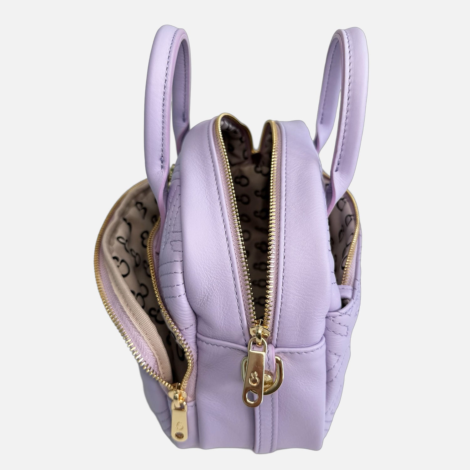 Borsa a spalla Benny Lavanda Pelle Liscia Trama geometrica Oro