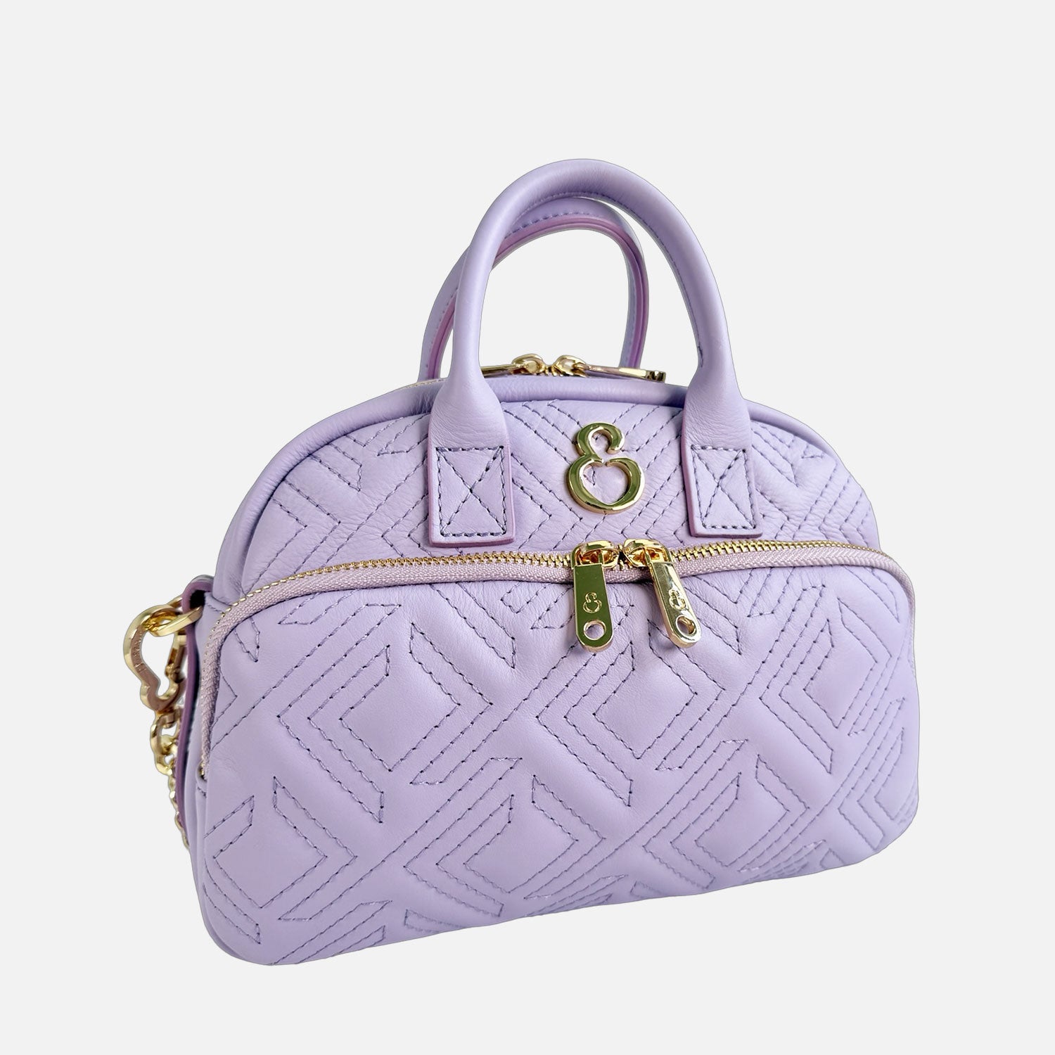 Borsa a spalla Benny Lavanda Pelle Liscia Trama geometrica Oro