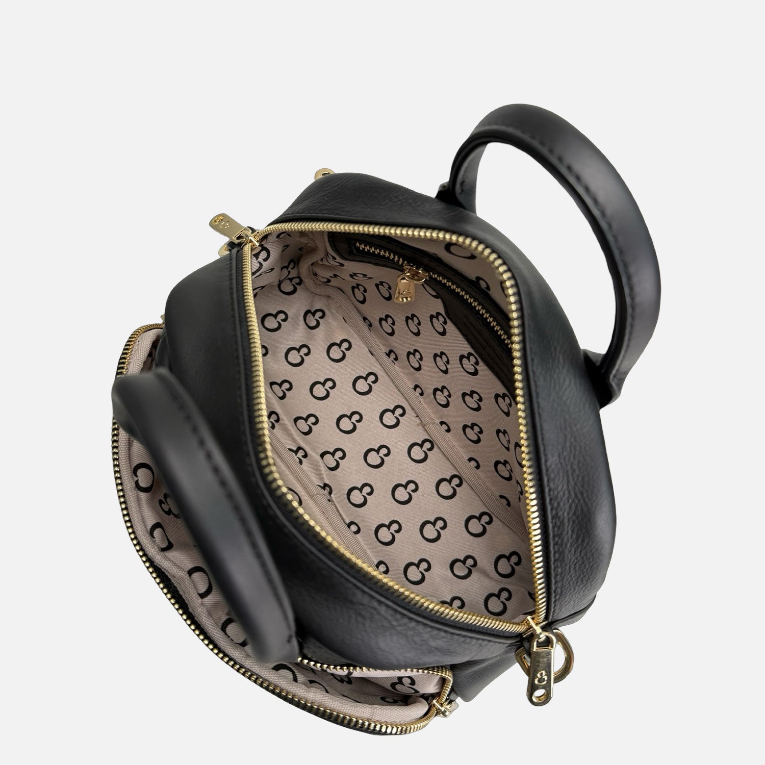 Borsa a spalla Benny Nera Pelle Liscia Trama geometrica Oro