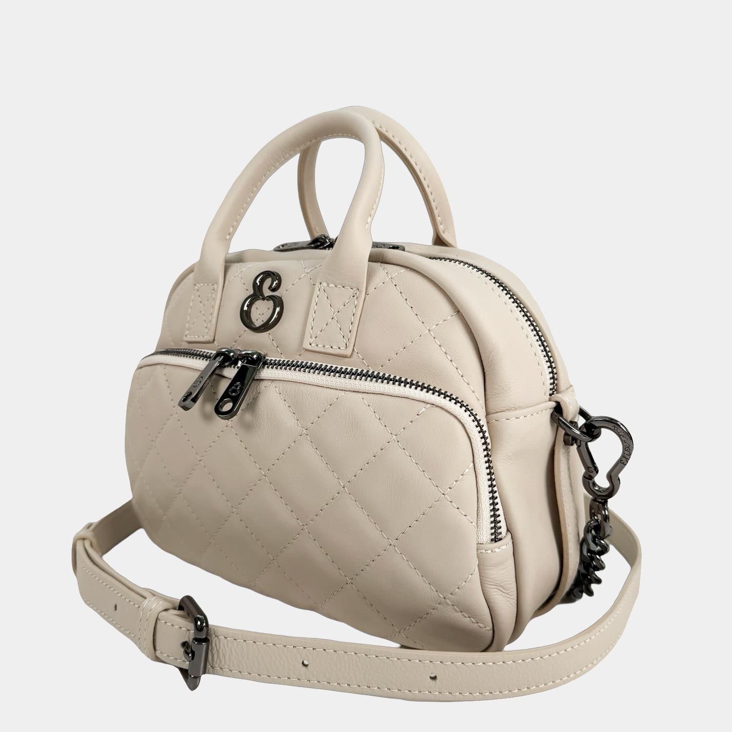 Borsa a spalla Benny Avena Pelle Liscia Matelassé Dark