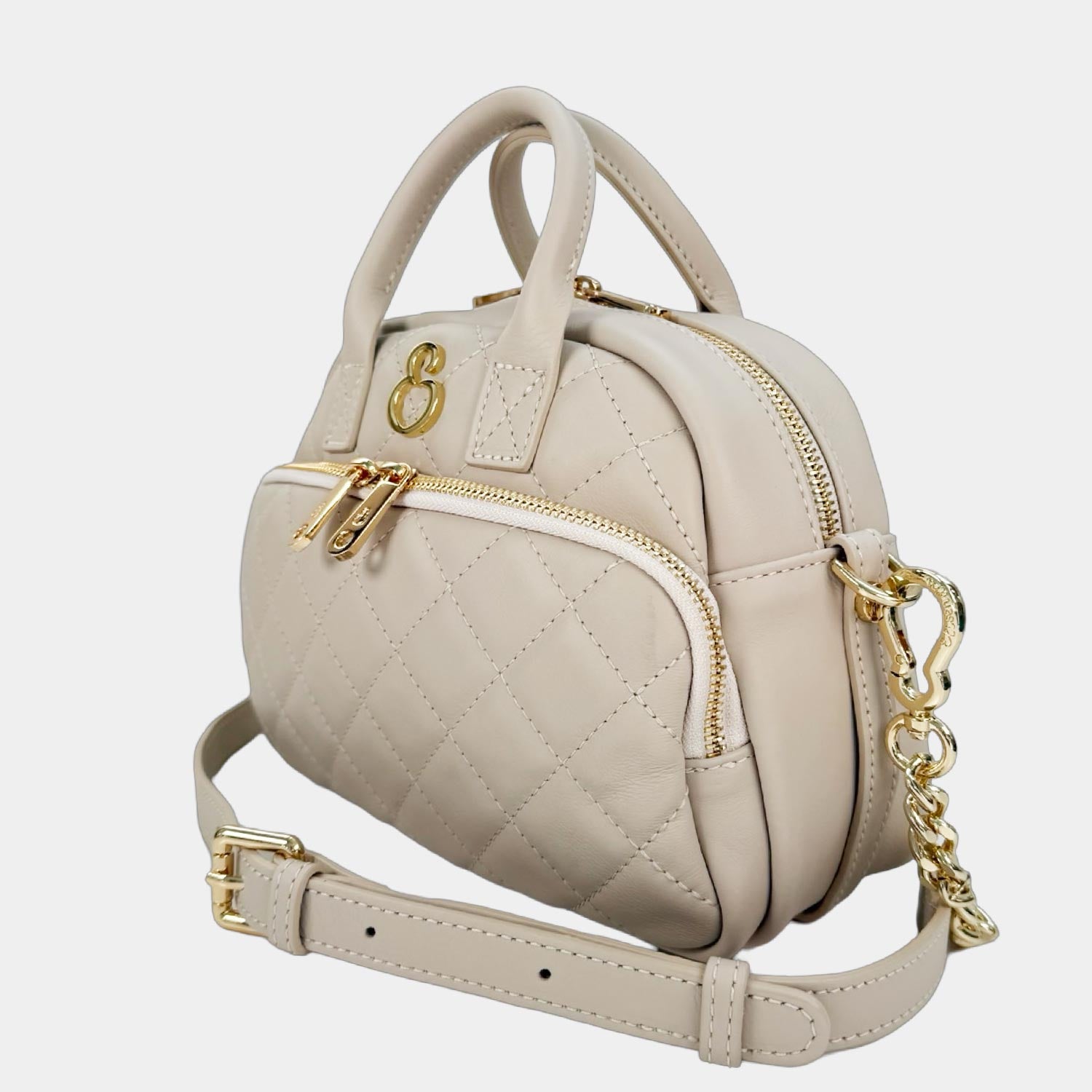 Borsa a spalla Benny Avena Pelle Liscia Matelassé Oro