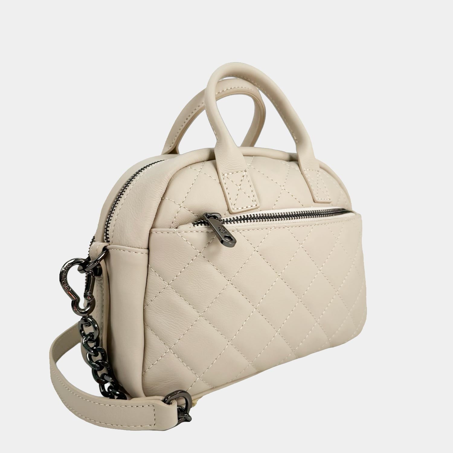 Borsa a spalla Benny Avena Pelle Liscia Matelassé Dark