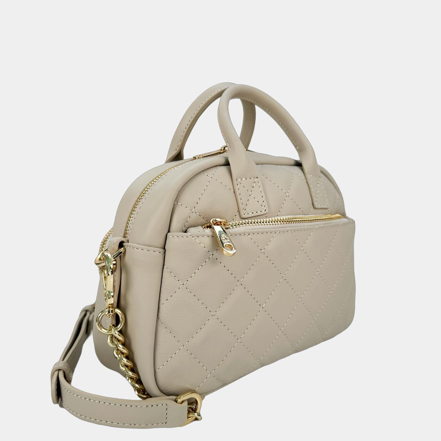 Borsa a spalla Benny Avena Pelle Liscia Matelassé Oro