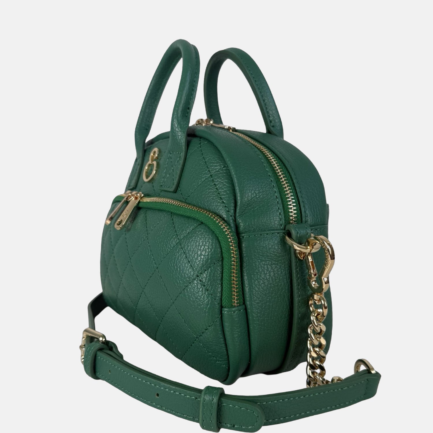 Borsa a mano Benny Verde Giada Pelle Martellata Oro