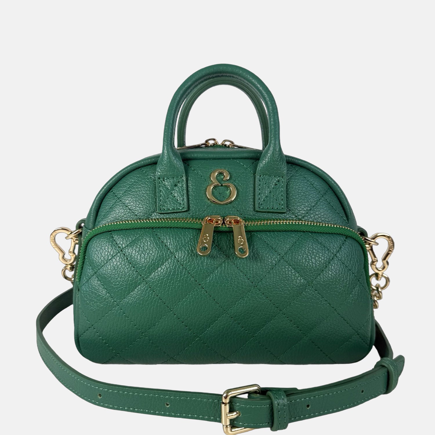 Borsa a mano Benny Verde Giada Pelle Martellata Oro