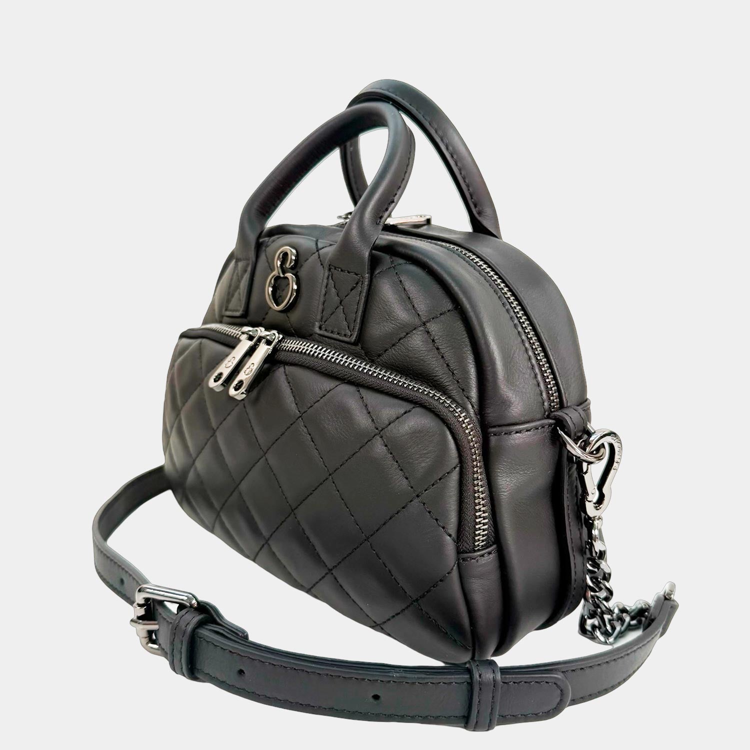 Borsa a spalla Benny Nero Pelle Liscia Matelassé Dark
