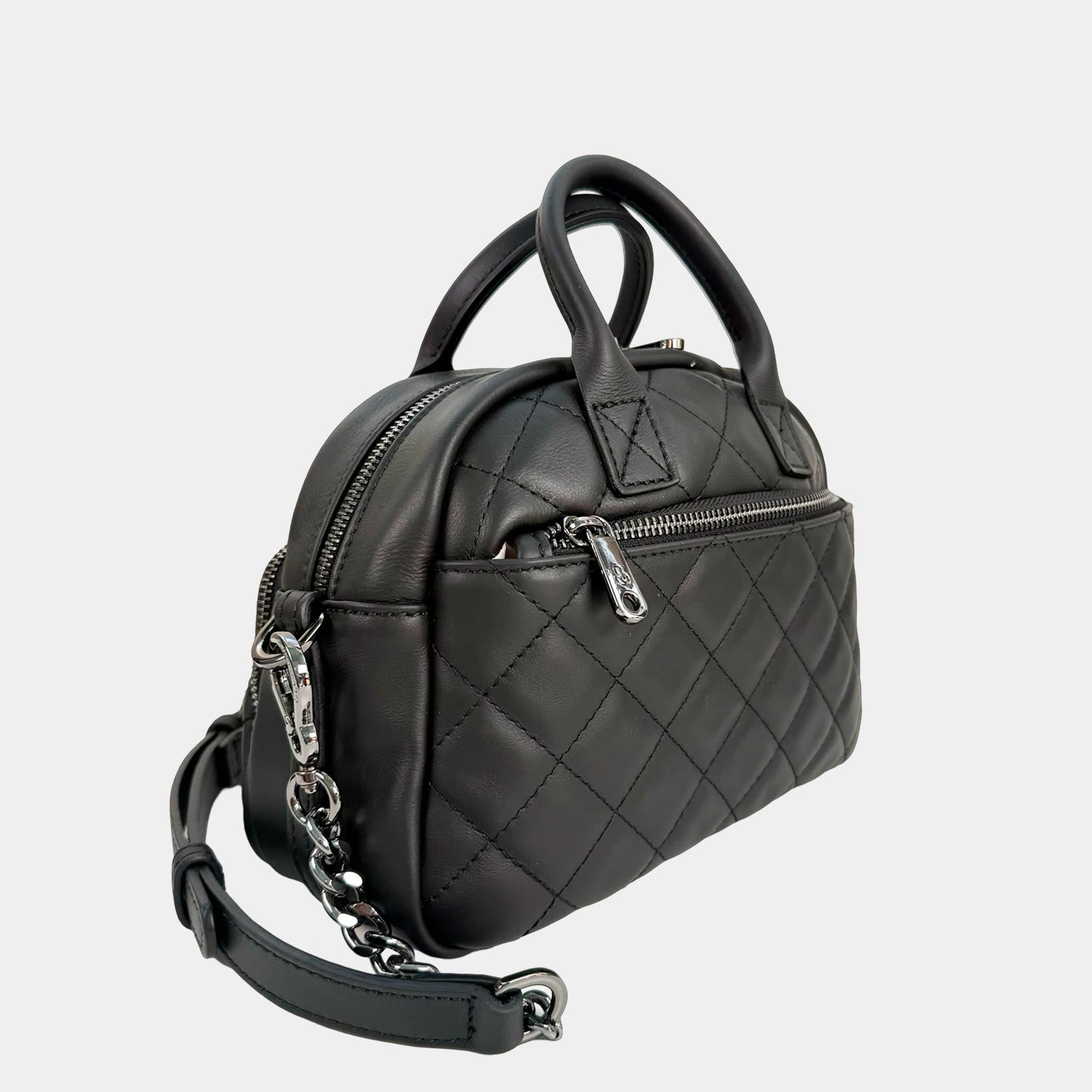 Borsa a spalla Benny Nero Pelle Liscia Matelassé Dark