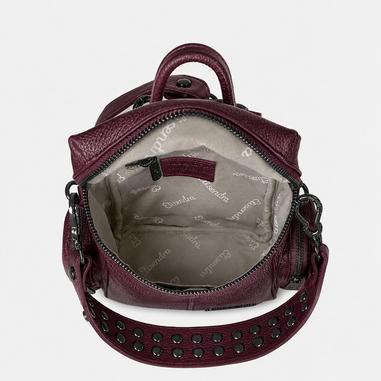 Zaino Saray Mini Amarena Pelle Martellata Dark