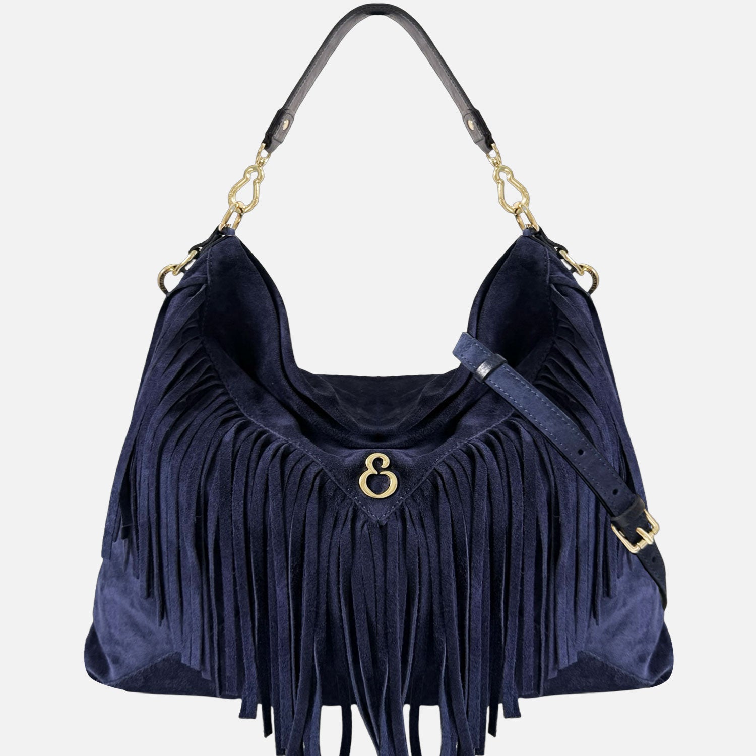 Borsa a spalla Camille Blu Profondo Camoscio Oro