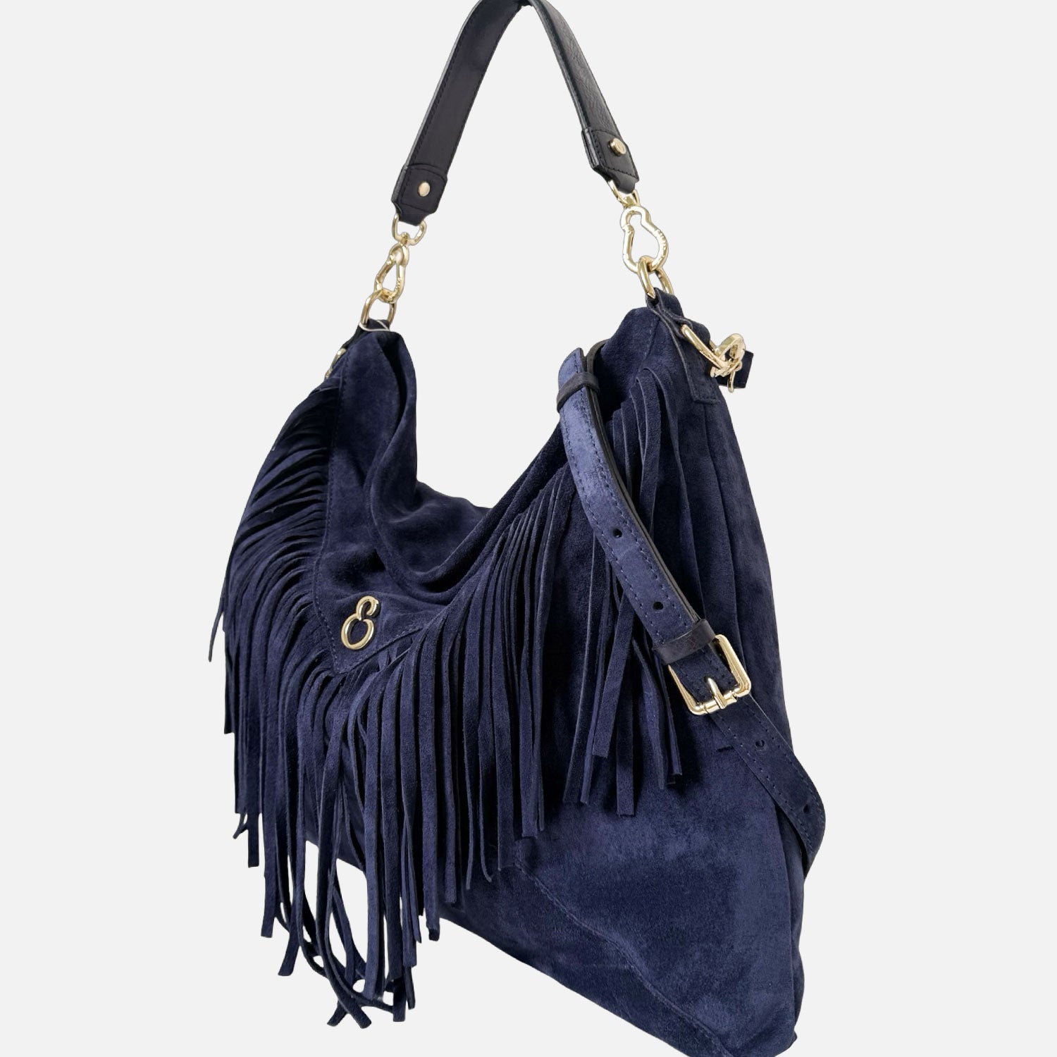 Borsa a spalla Camille Blu Profondo Camoscio Oro