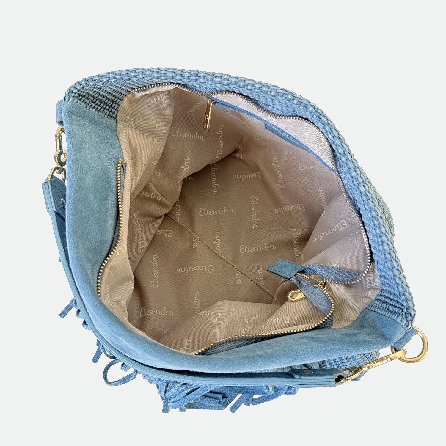 Borsa a spalla Camille Carta Zucchero Pelle Camoscio e Rafia Oro SPEDIZIONE DAL 30/04 - Elisendra®