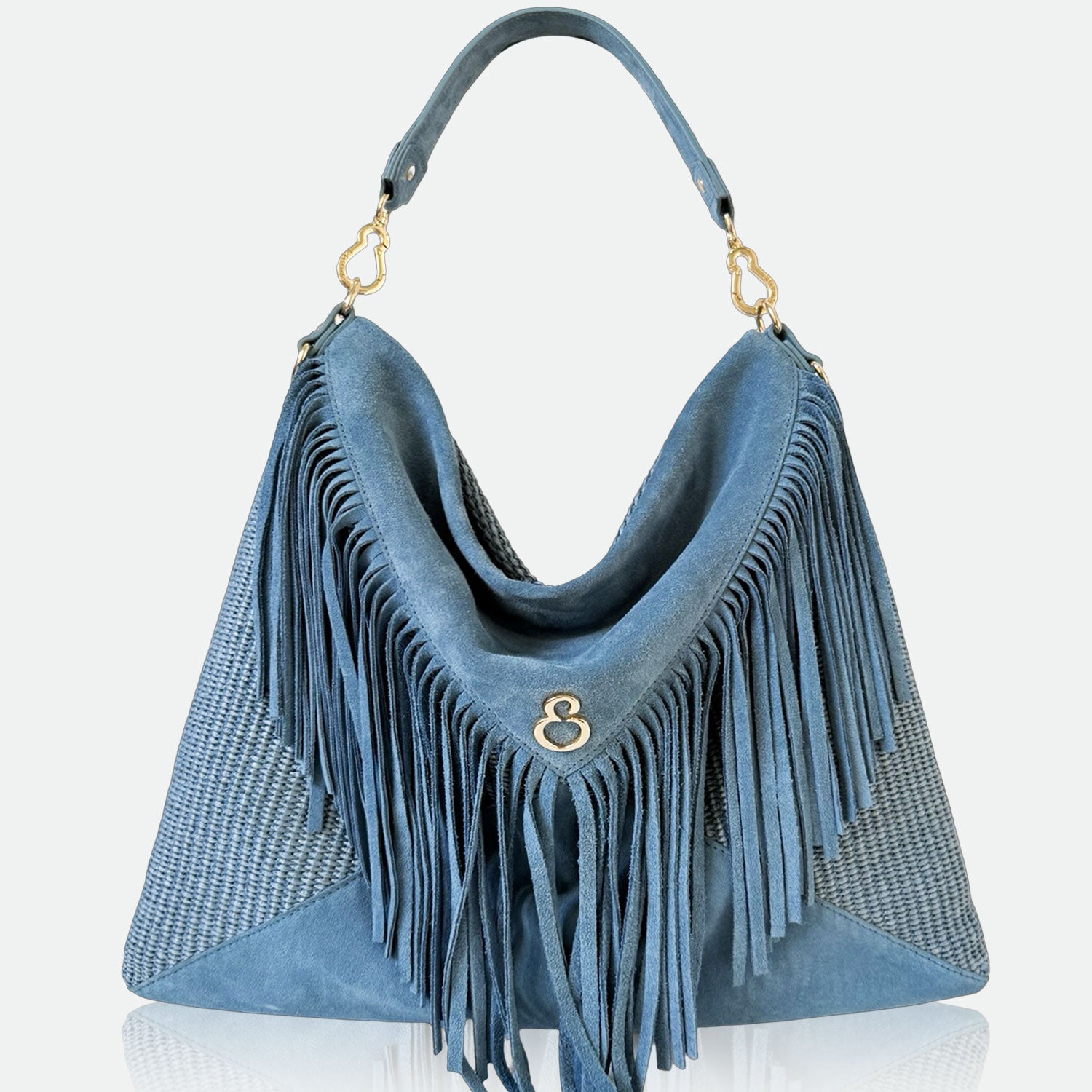 Borsa a spalla Camille Carta Zucchero Pelle Camoscio e Rafia Oro SPEDIZIONE DAL 30/04