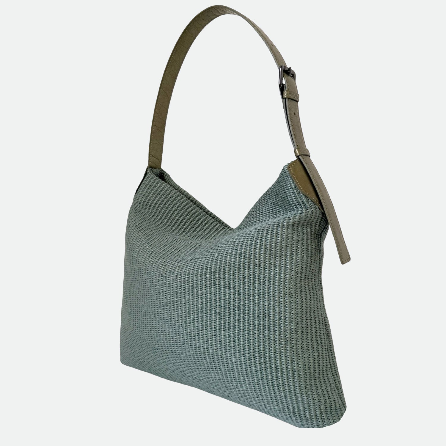 Borsa a Sacca Malibù Verde Laguna Rafia e Pelle Laminata Dark SPEDIZIONE DAL 30/04 - Elisendra®