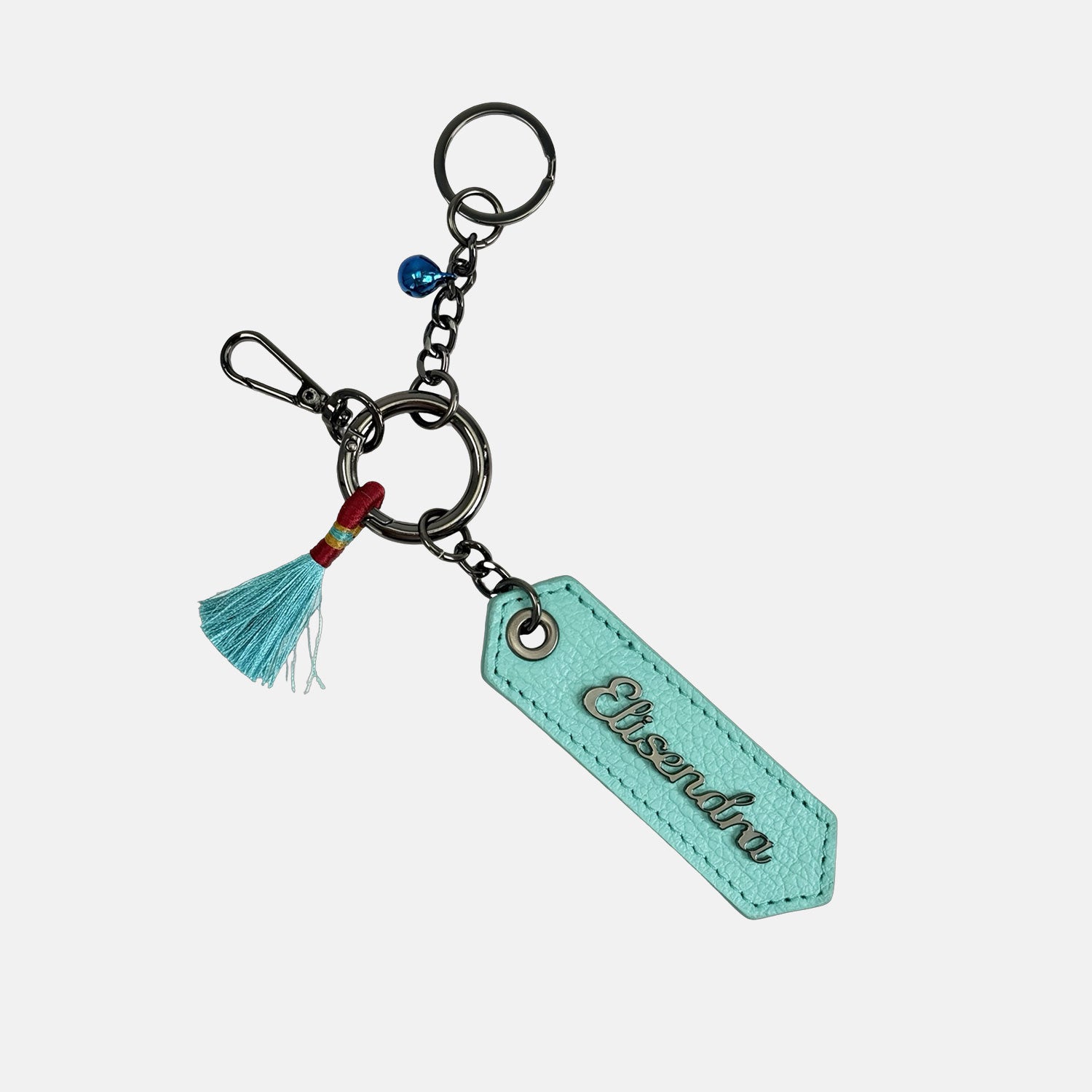Porta chiavi Charm con nappa e campanello Aloha Pelle Martellata Dark