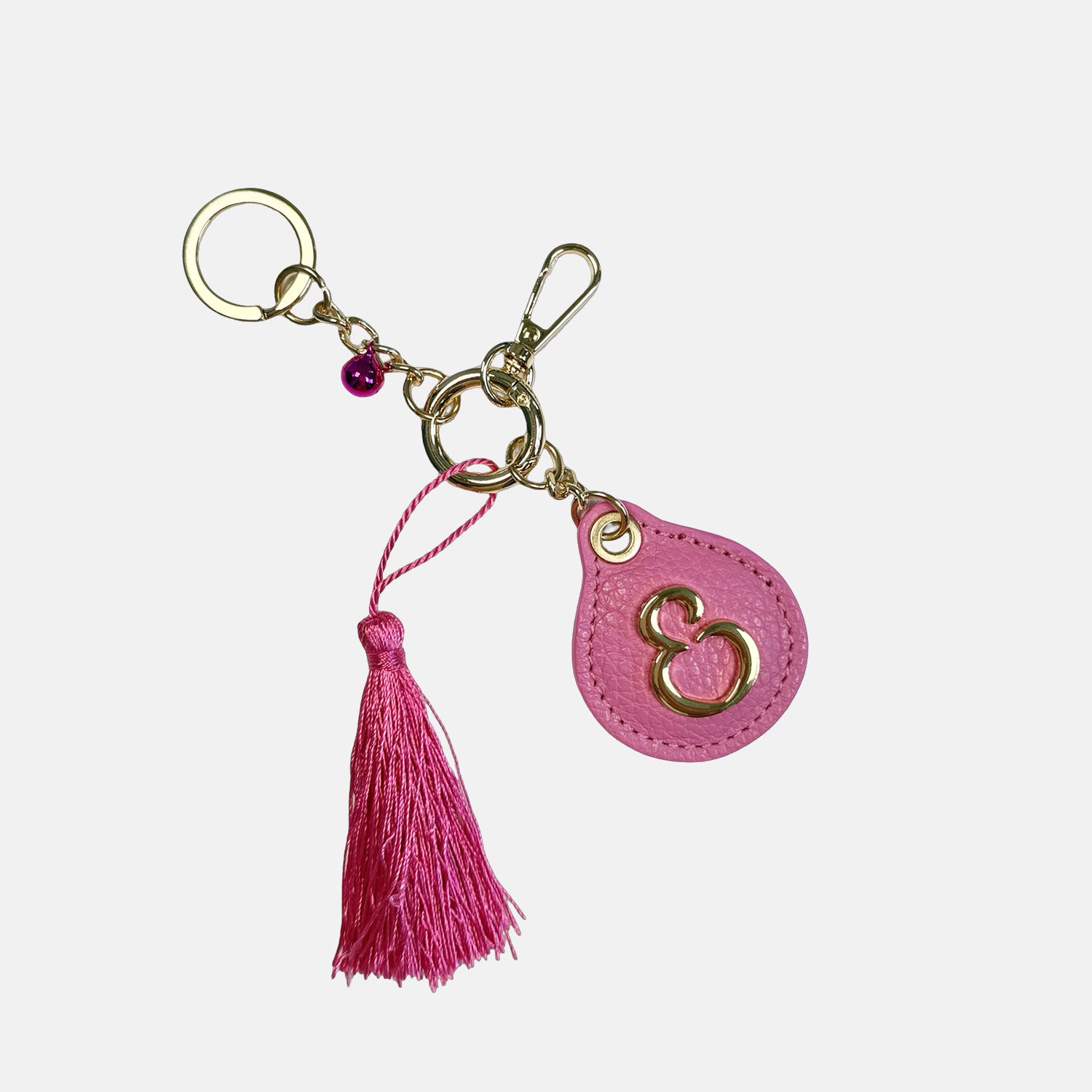 Porta chiavi Goccia con nappa,anello e campanello Cotton Candy Pelle Martellata Oro