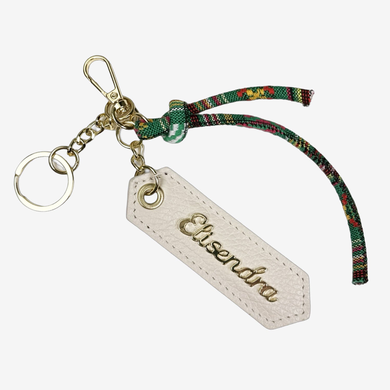 Porta chiavi Charm con corda Marmo Pelle Martellata Oro