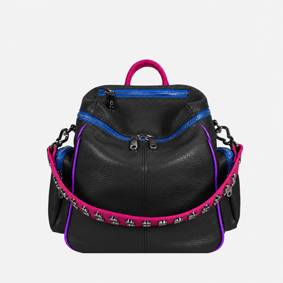 Zaino Saray Mini Nero Multicolor Fucsia