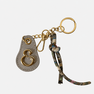 Porta chiavi Goccia con corda Cosmik Latte Pelle Liscia Oro