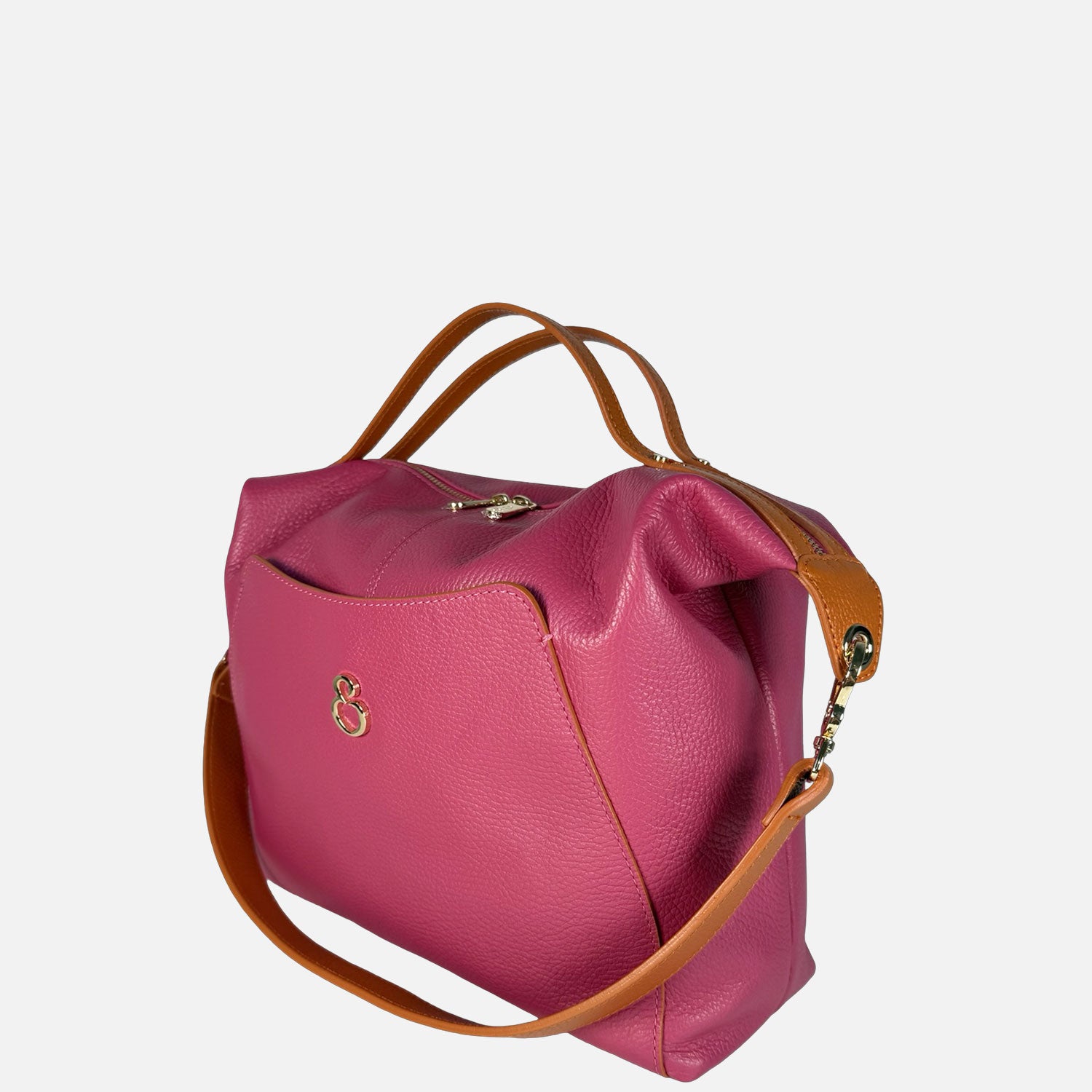 Borsa a mano City Lampone Pelle Martellata Oro