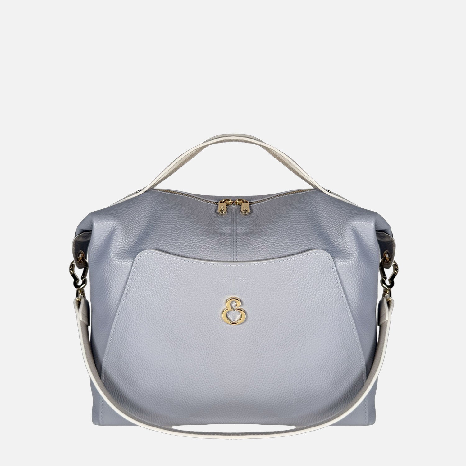 Borsa a mano City Azzurro Pelle Martellata Oro