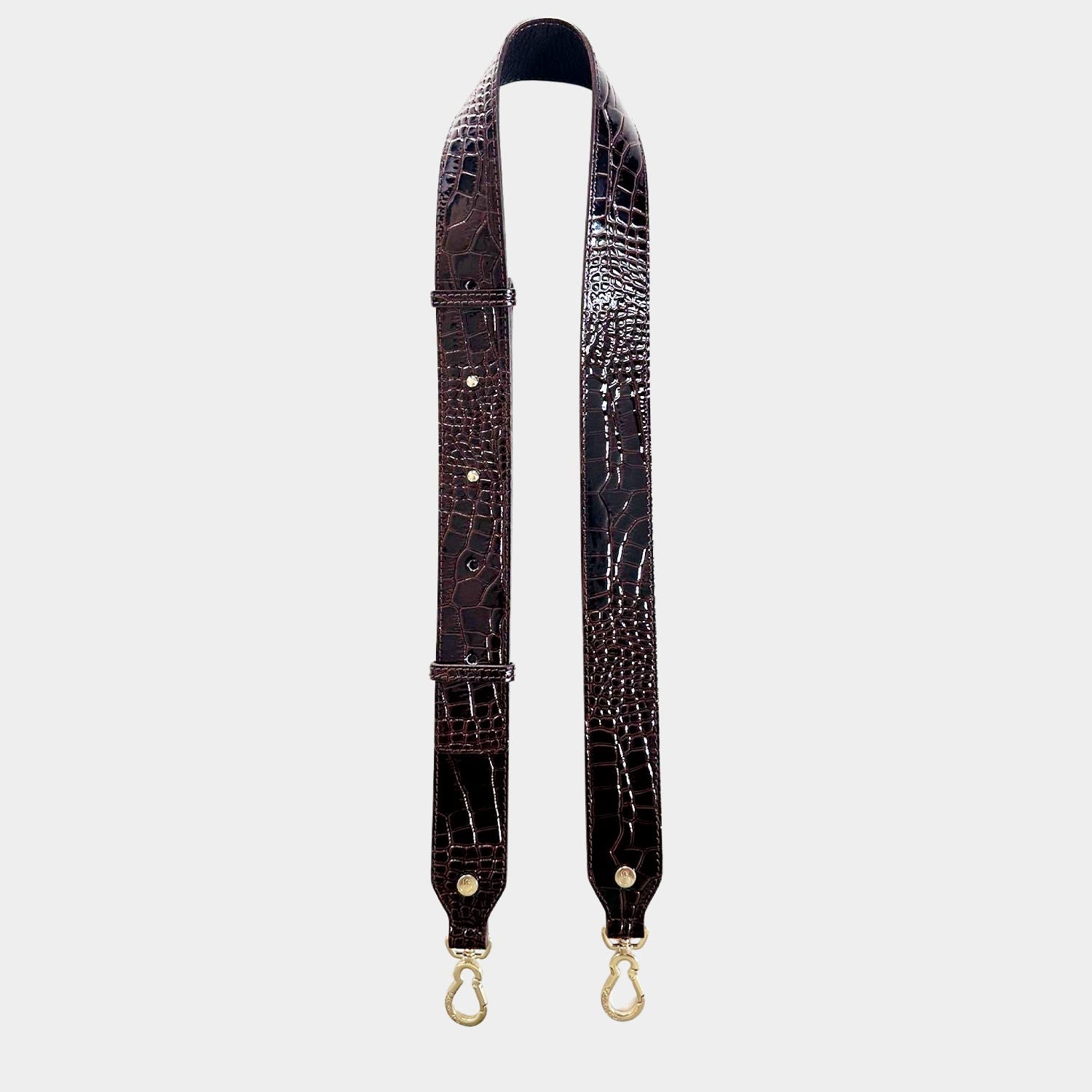 Dark Nickel Adjustable Shoulder Strap – Rainbow Python Printed Leather