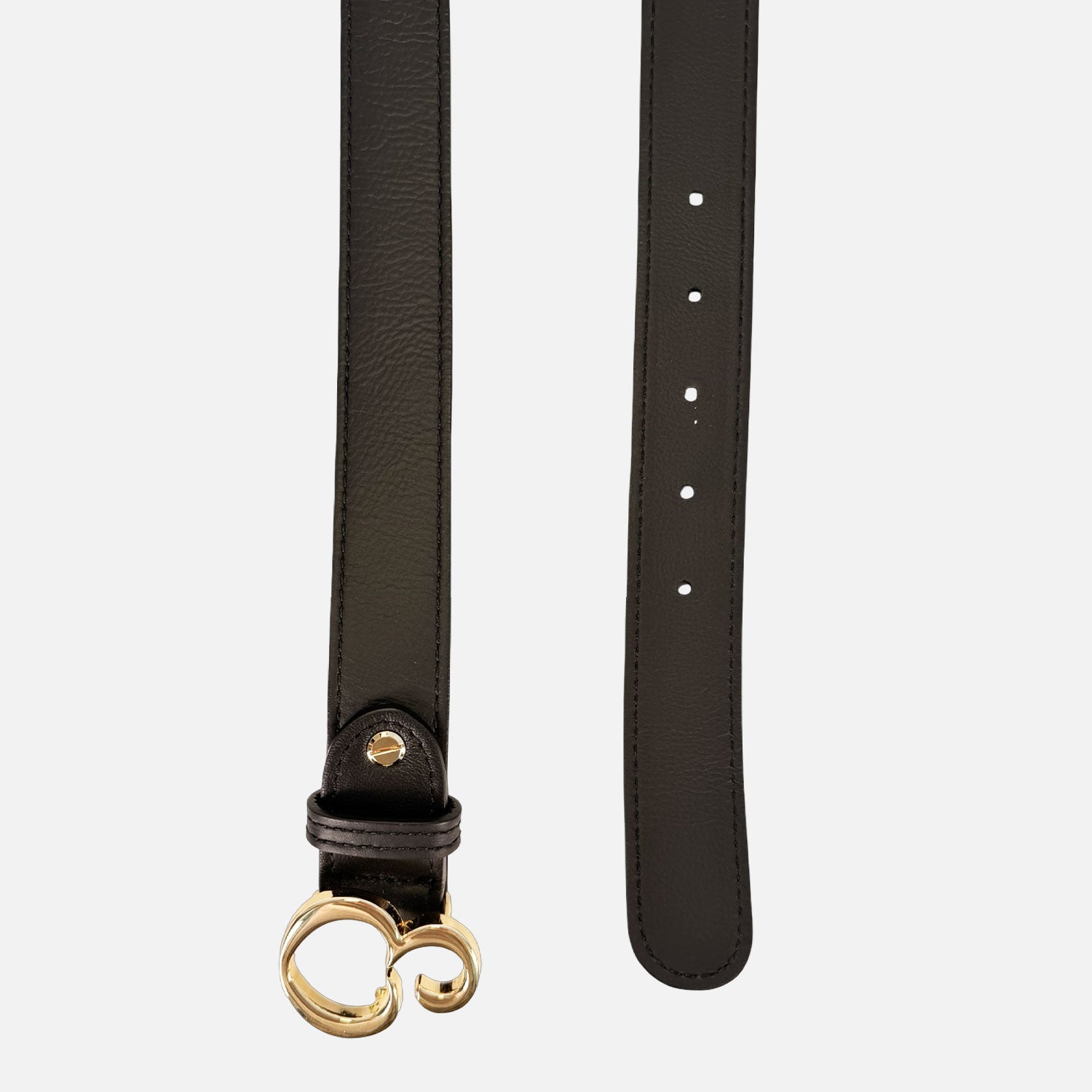 Cintura Dafne Pelle Liscia Nera Oro