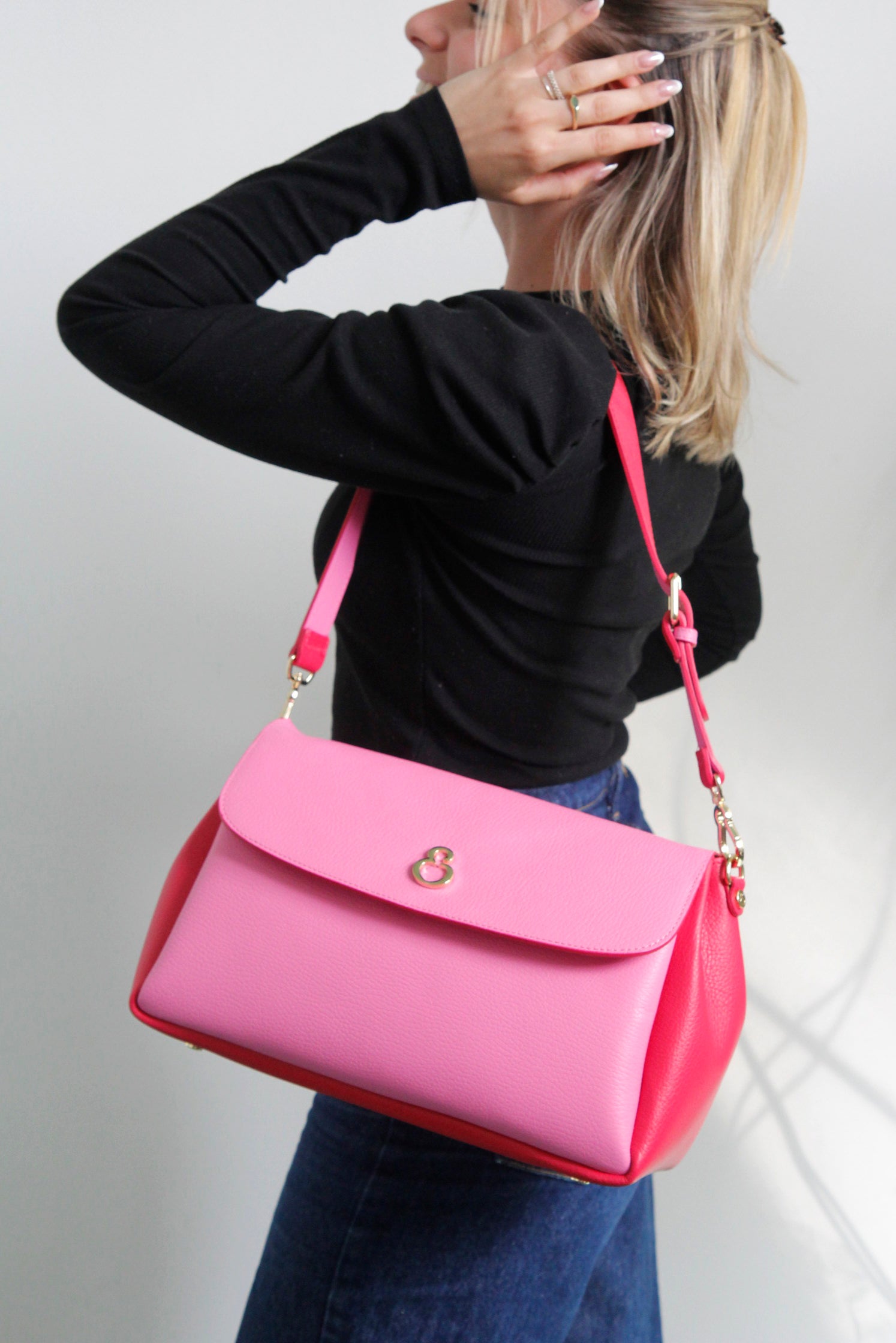 Borsa a spalla Allegra Flamingo Pelle Martellata Oro