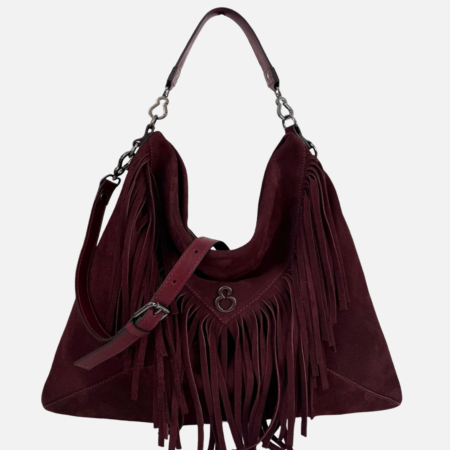 Borsa a spalla Camille Burgundy Pelle Camoscio Dark