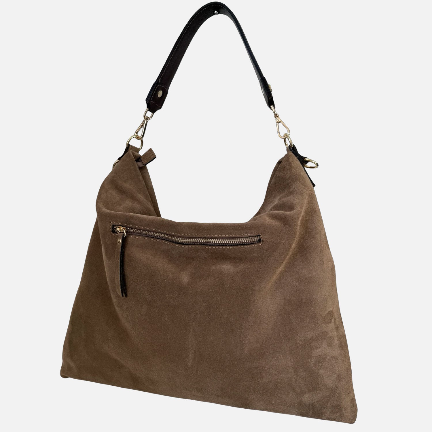 Borsa a spalla Camille Soft Taupe Pelle Camoscio Oro