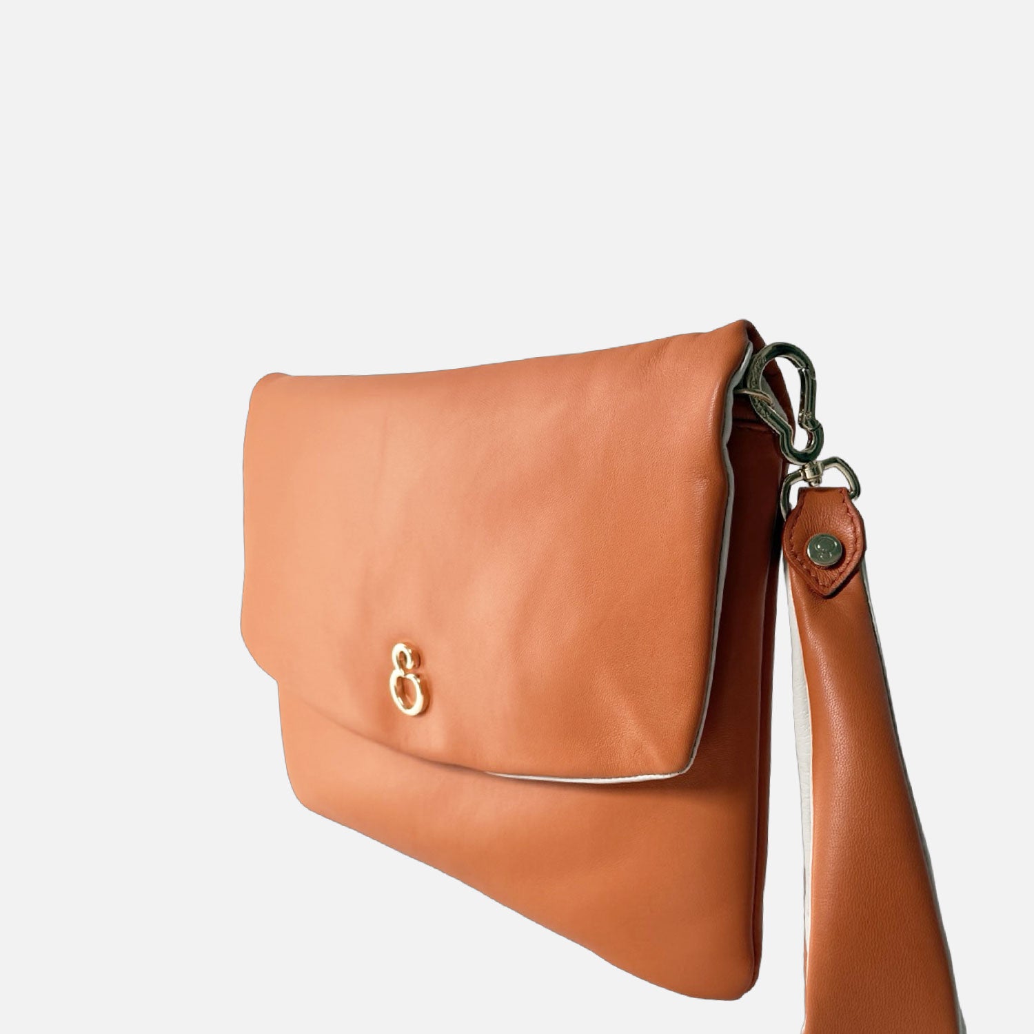 Borsa a mano Giselle Orange Nappa Vitello Oro