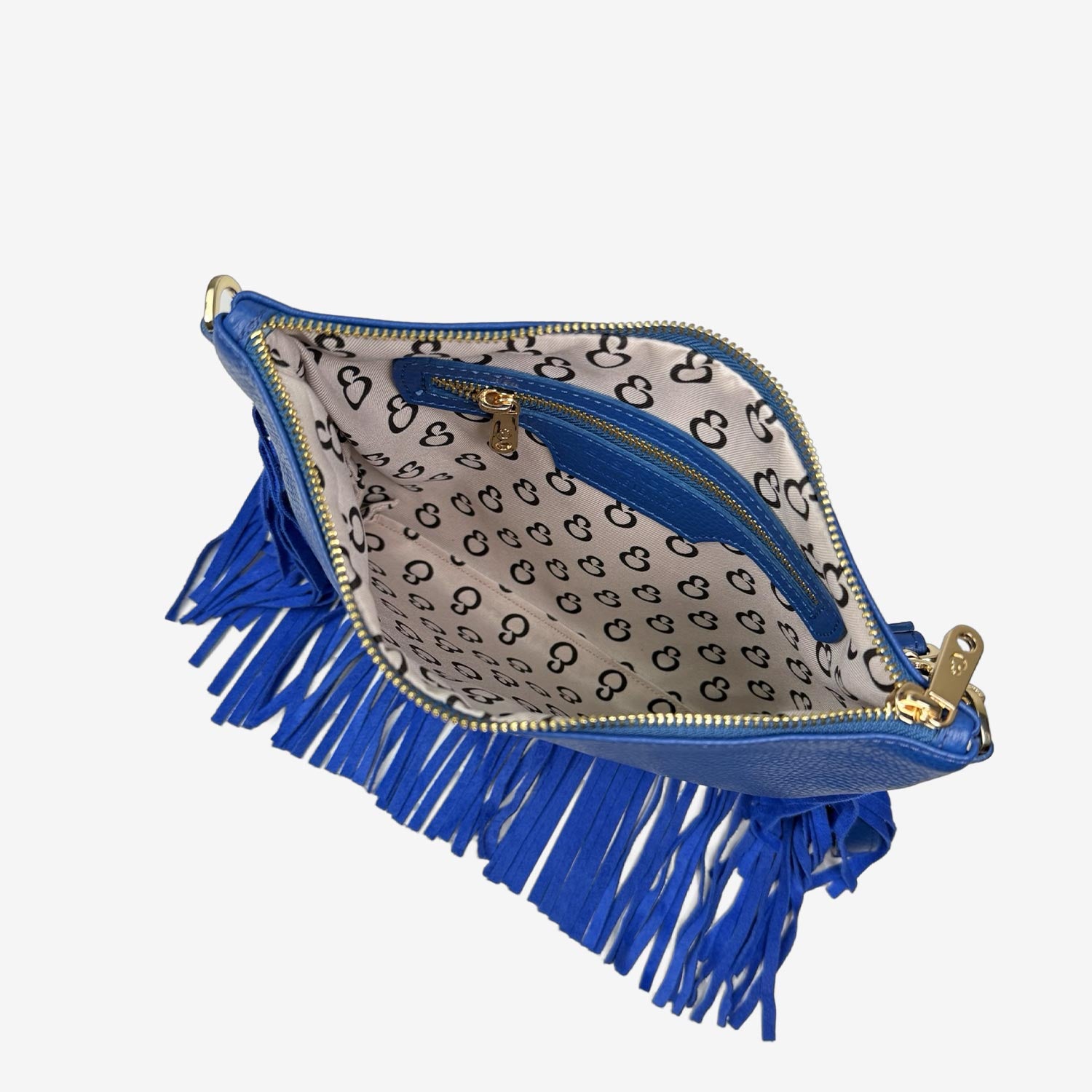 Borsa a mano Grazia Rodeo Zaffiro Pelle Martellata e Suede Oro
