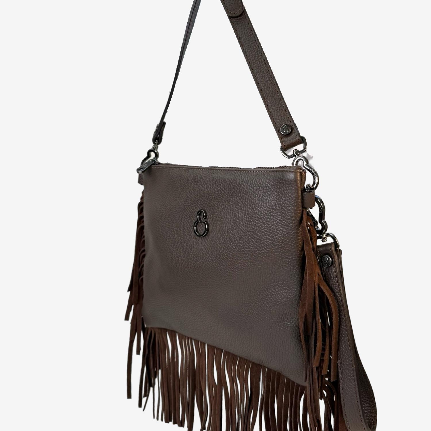Borsa a mano Grazia Rodeo Cioccolato Pelle Martellata e Suede Dark