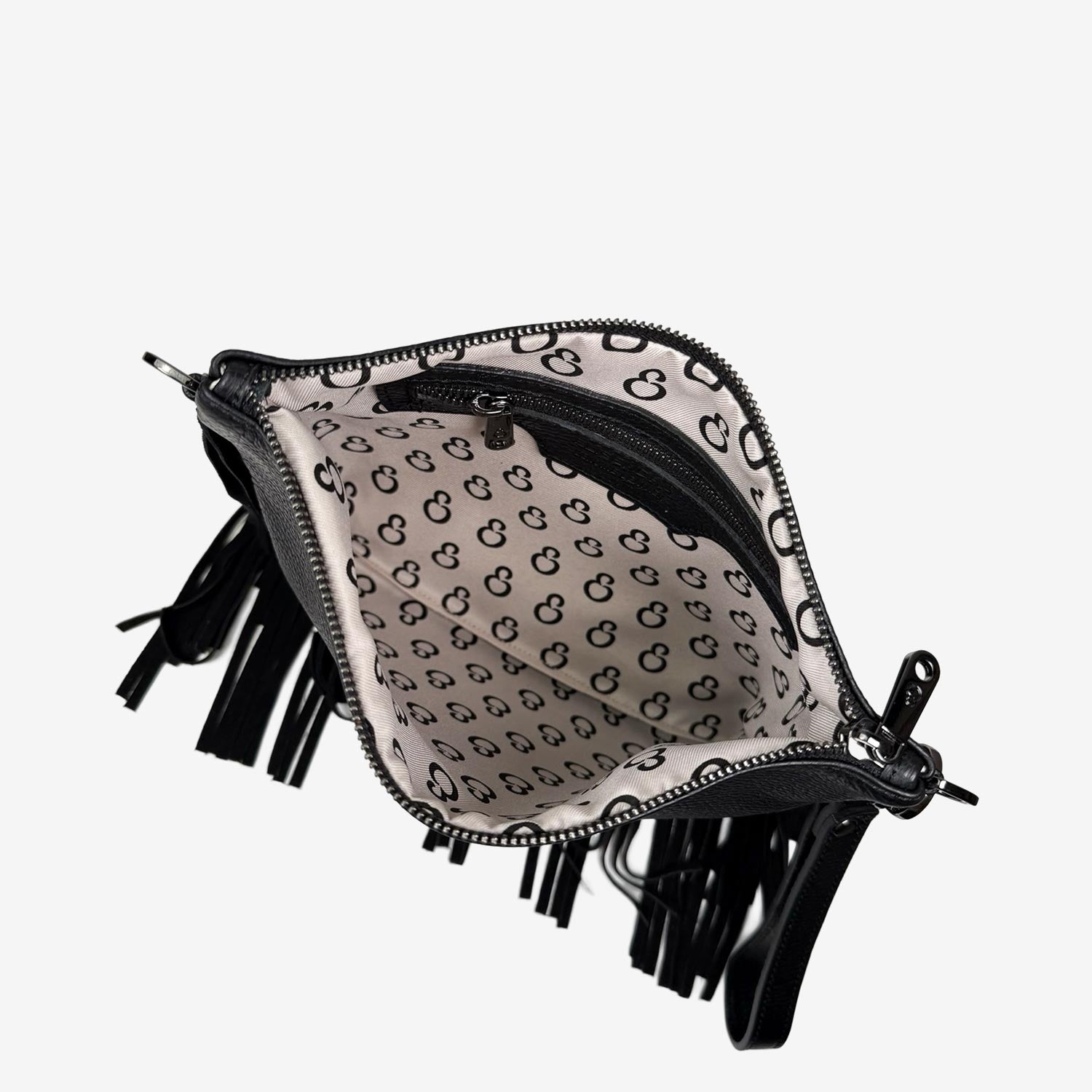Borsa a mano Grazia Rodeo Nera Pelle Martellata e Suede Dark