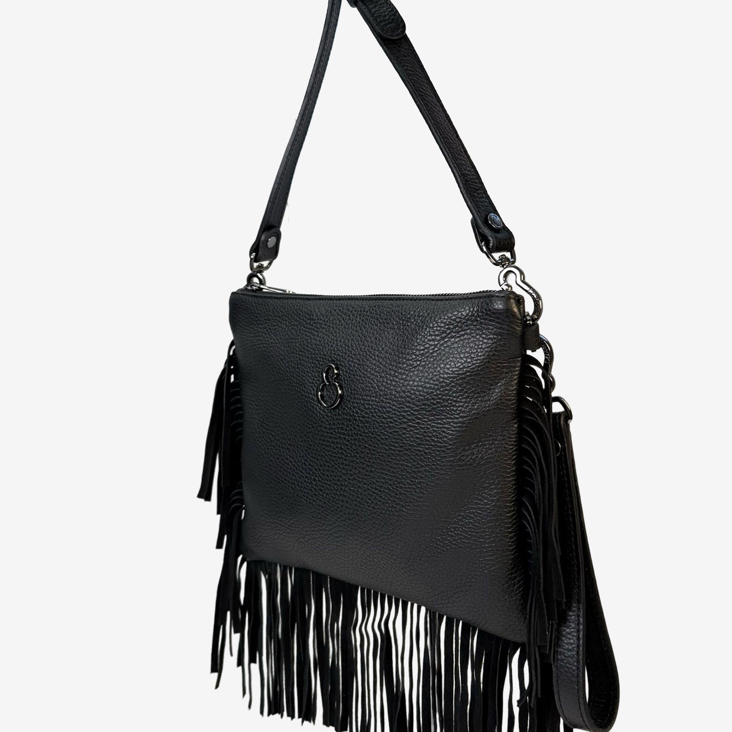Borsa a mano Grazia Rodeo Nera Pelle Martellata e Suede Dark