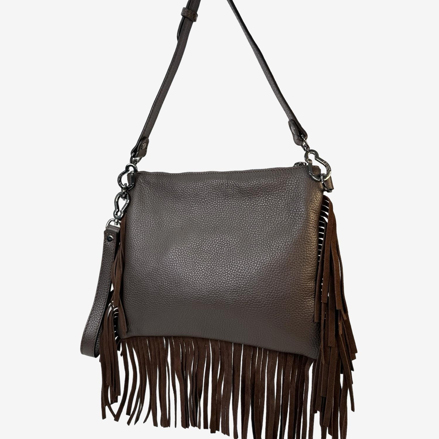 Borsa a mano Grazia Rodeo Cioccolato Pelle Martellata e Suede Dark