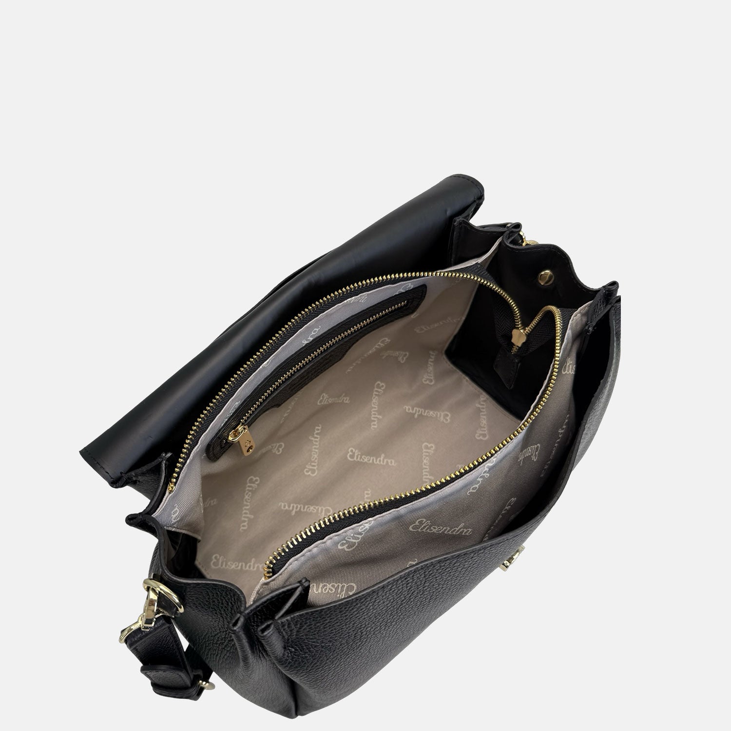 Borsa a spalla Allegra Liquirizia Pelle Martellata Oro