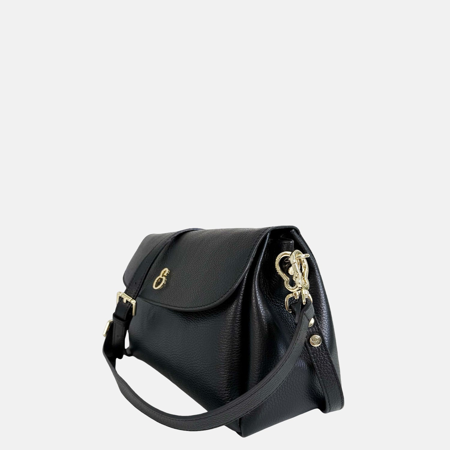 Borsa a spalla Allegra Liquirizia Pelle Martellata Oro