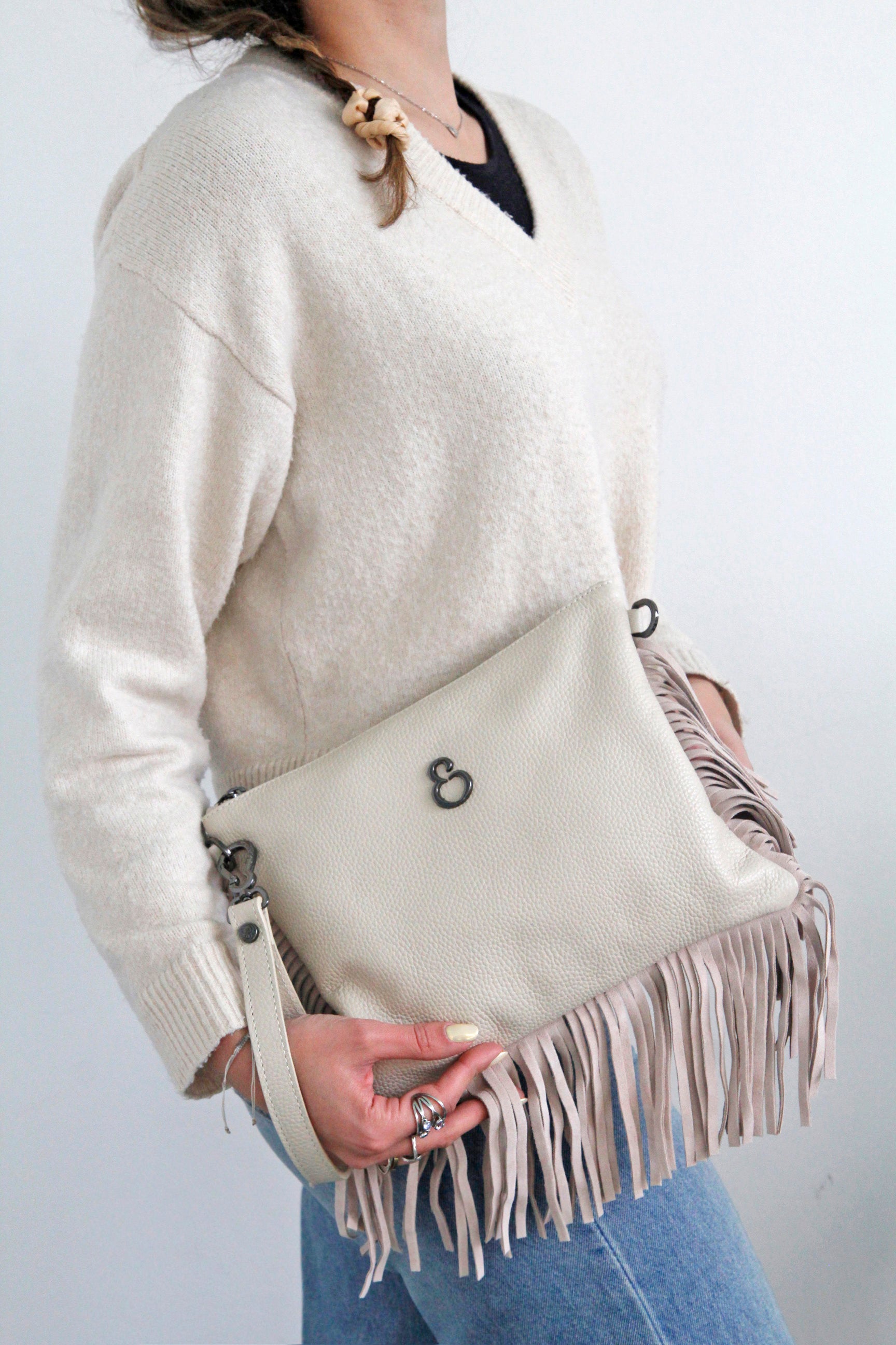 Borsa a mano Grazia Rodeo Burro Pelle Martellata e Suede Dark