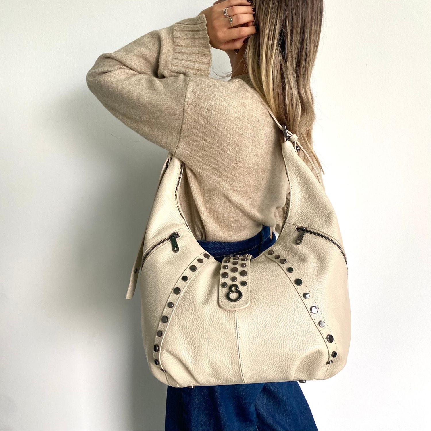 Borsa a spalla Wendy Burro Pelle Martellata Dark