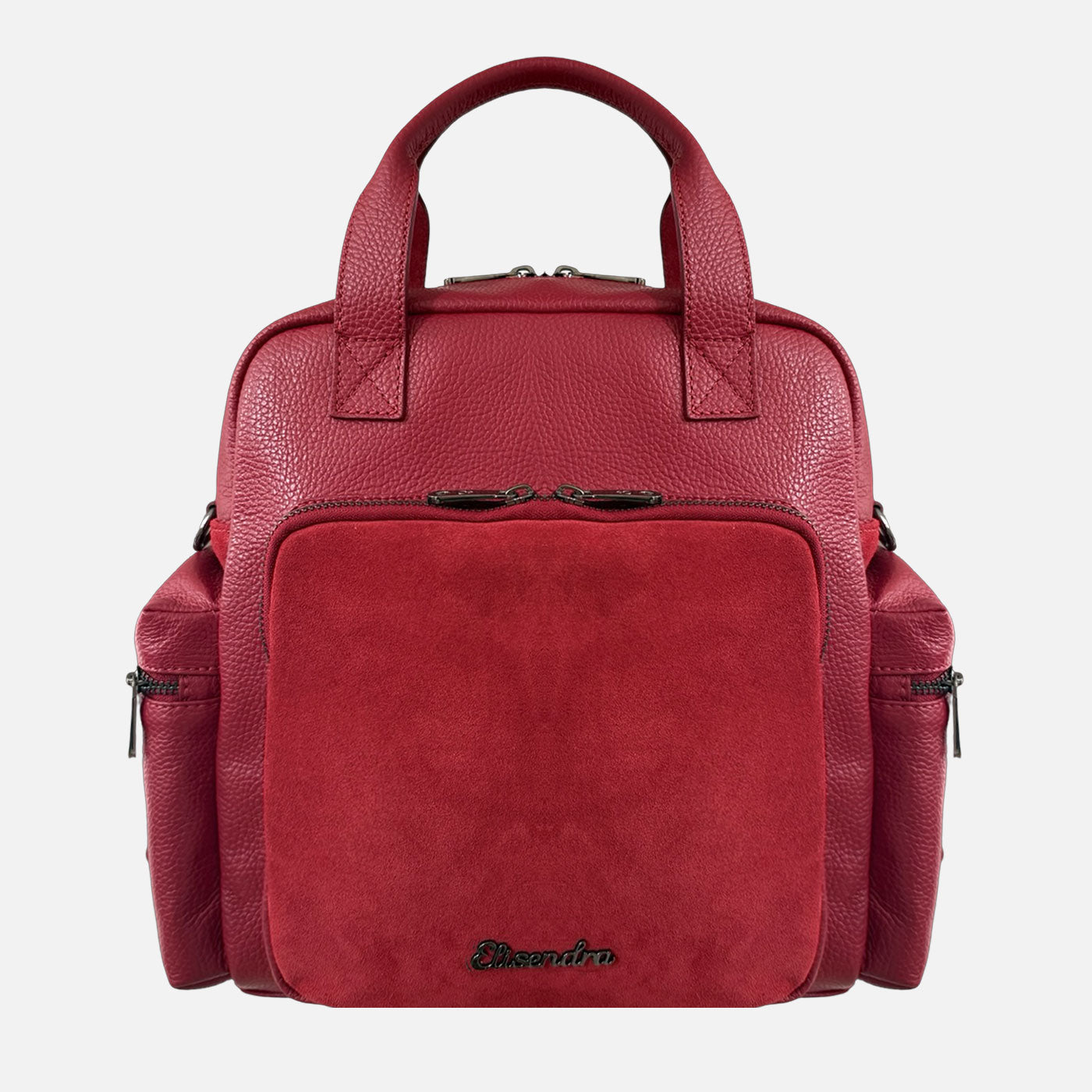 Zaino Kenya Ciliegia Pelle Martellata e Camoscio Dark