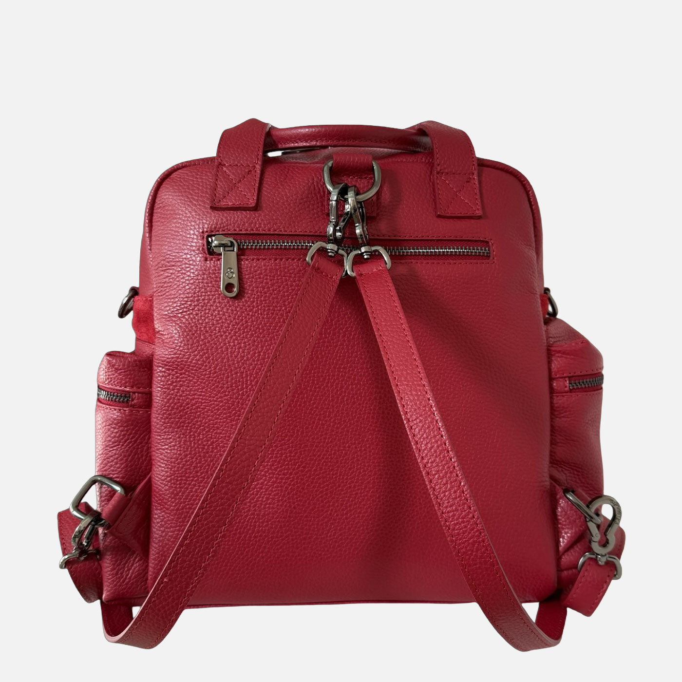 Zaino Kenya Ciliegia Pelle Martellata e Camoscio Dark