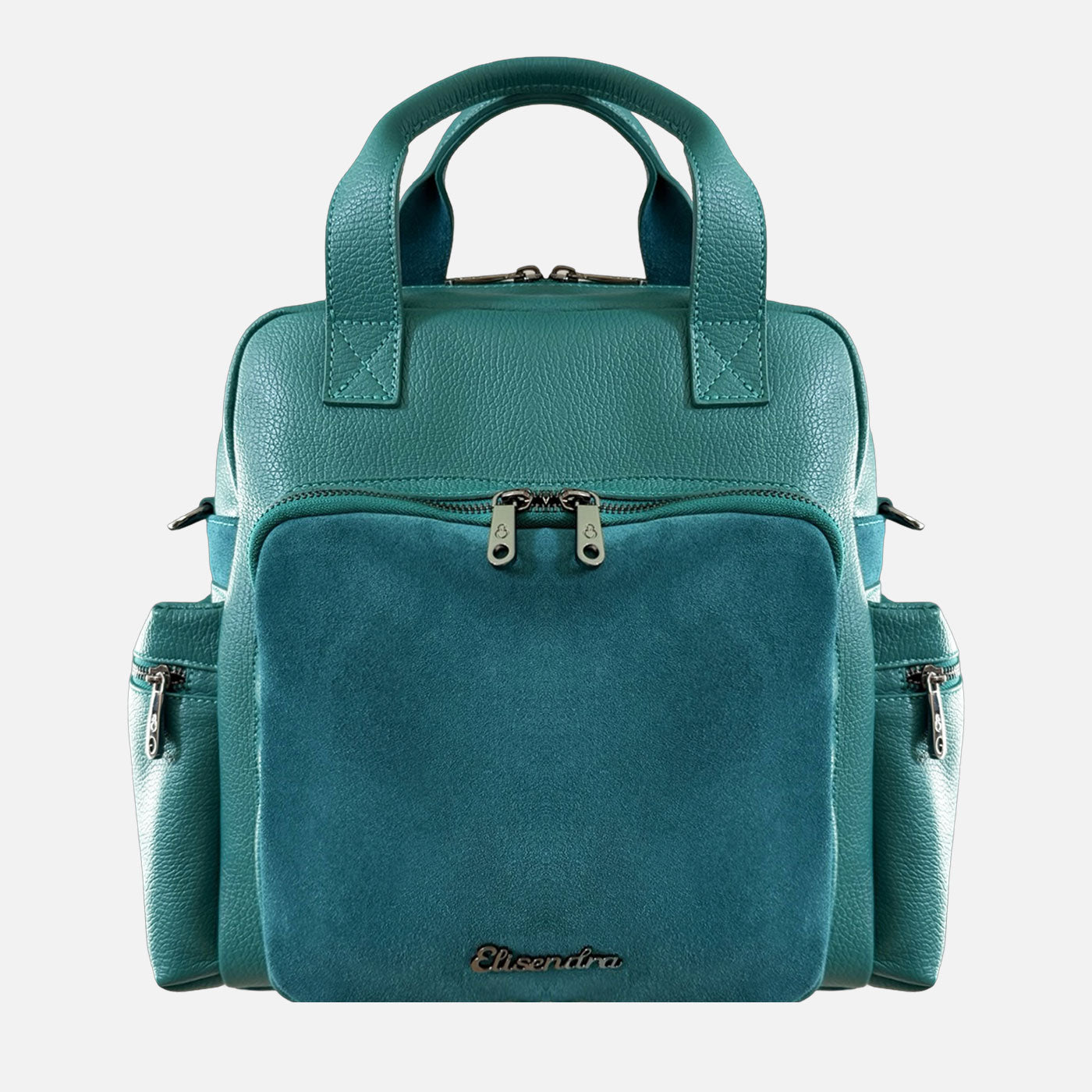 Zaino Kenya Pavone Pelle Martellata e Camoscio Dark