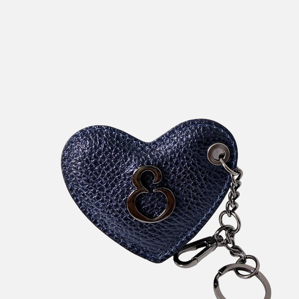 Porta Chiavi Love Blu Notte Laminato Pelle Martellata Dark - Elisendra®