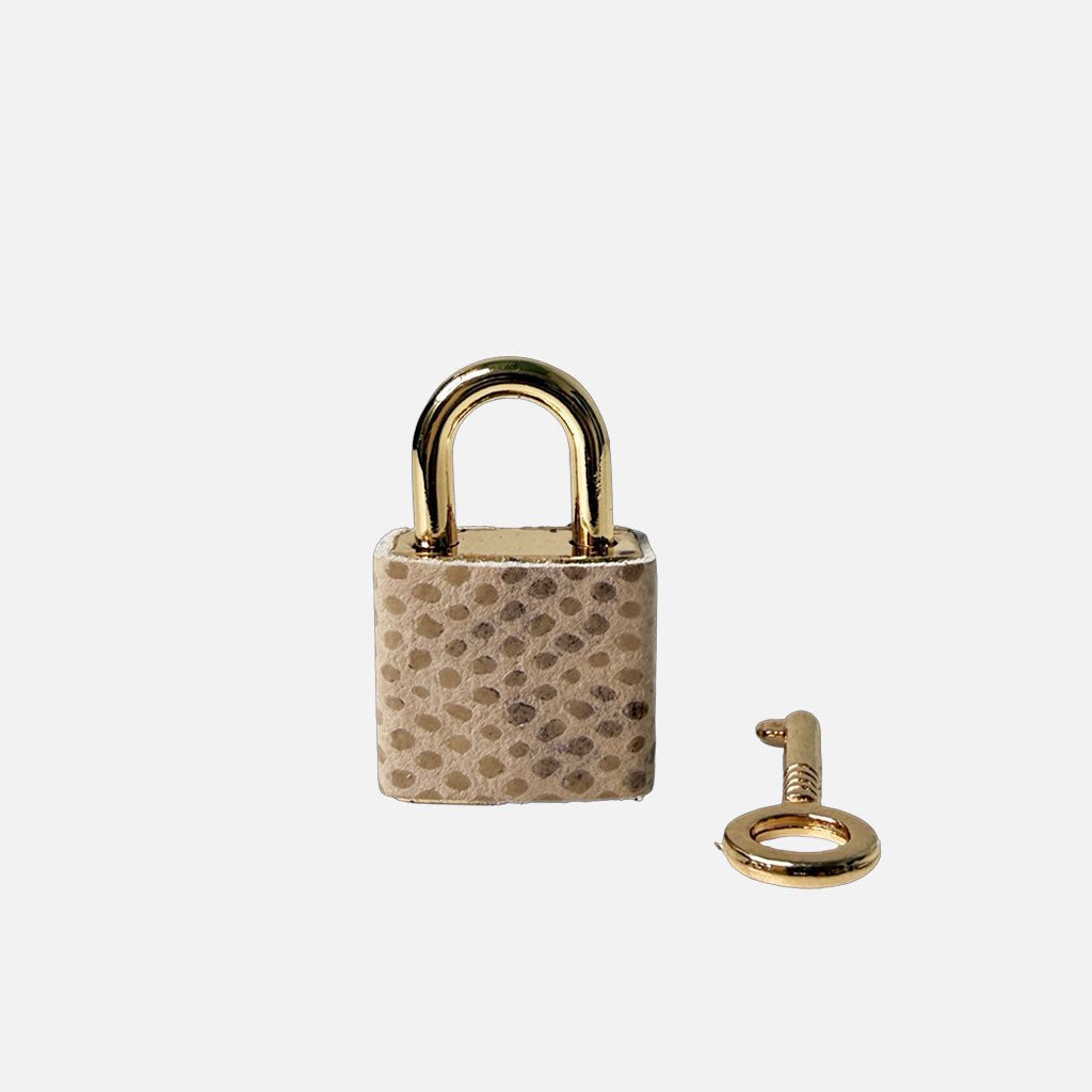 Lucchetto Beige Piitone Stampato Oro