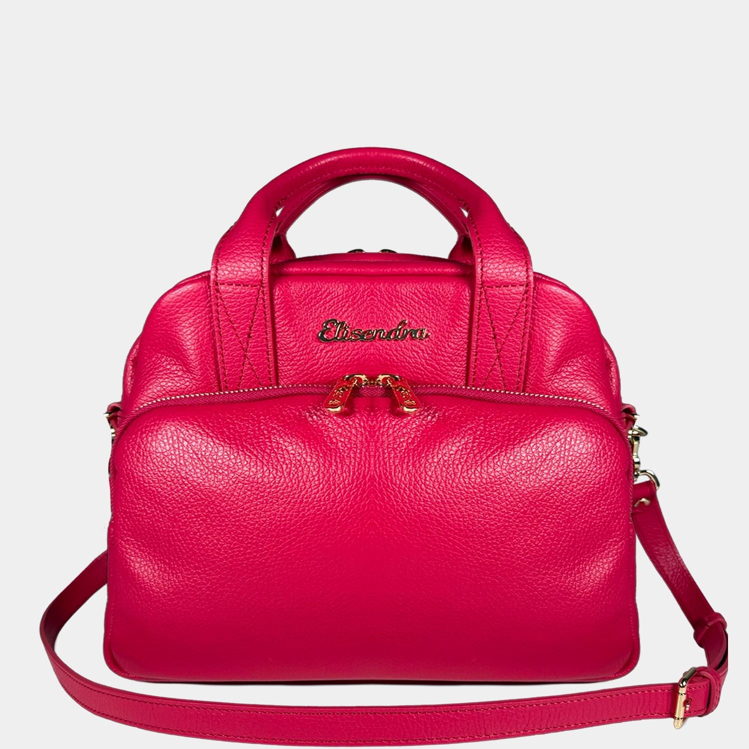 Borsa a spalla Megane Lettering Azalea Pelle Martellata Oro