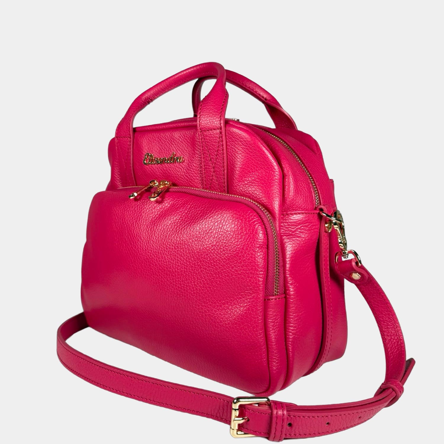 Borsa a spalla Megane Lettering Azalea Pelle Martellata Oro